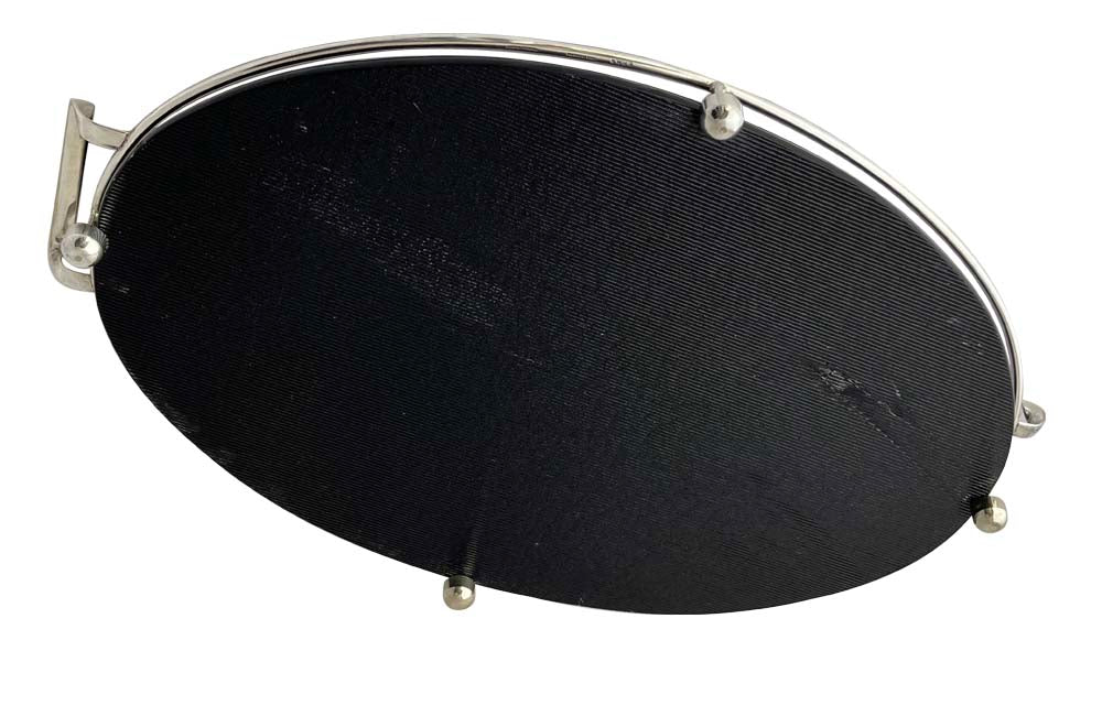 1930s silverplate & glass oval tray - vintage cocktail tray - AD & PS Antiques
