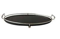 1930s silverplate & glass oval tray - vintage cocktail tray - AD & PS Antiques