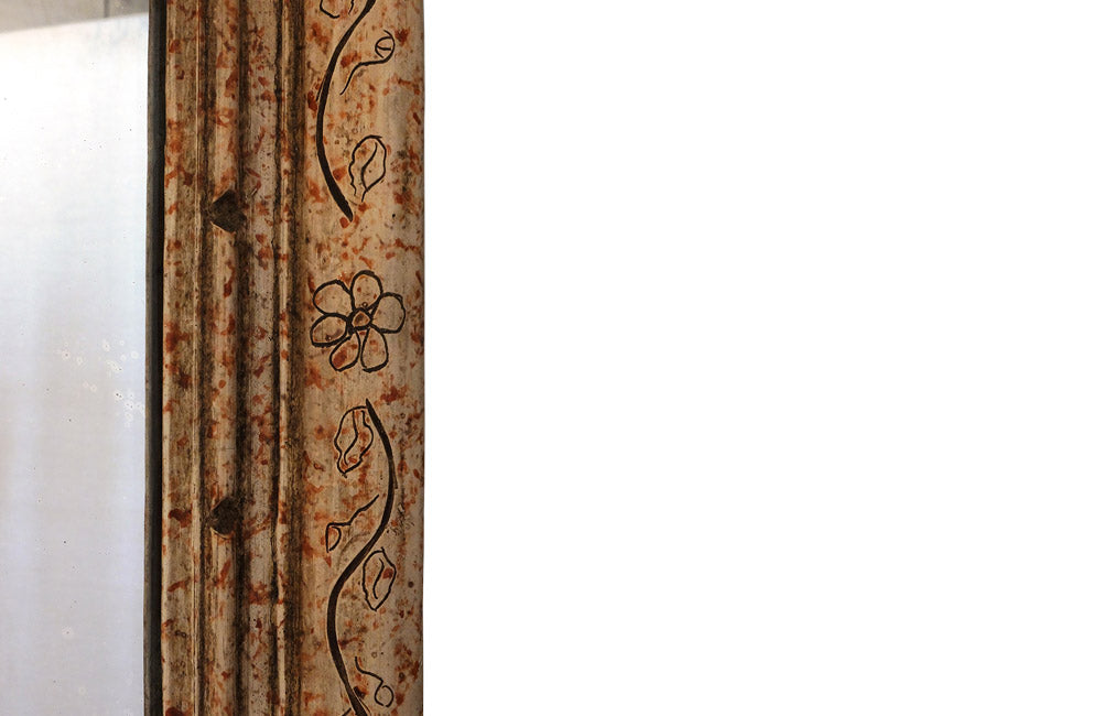 FRENCH CARVED POLYCHROMED MIRROR