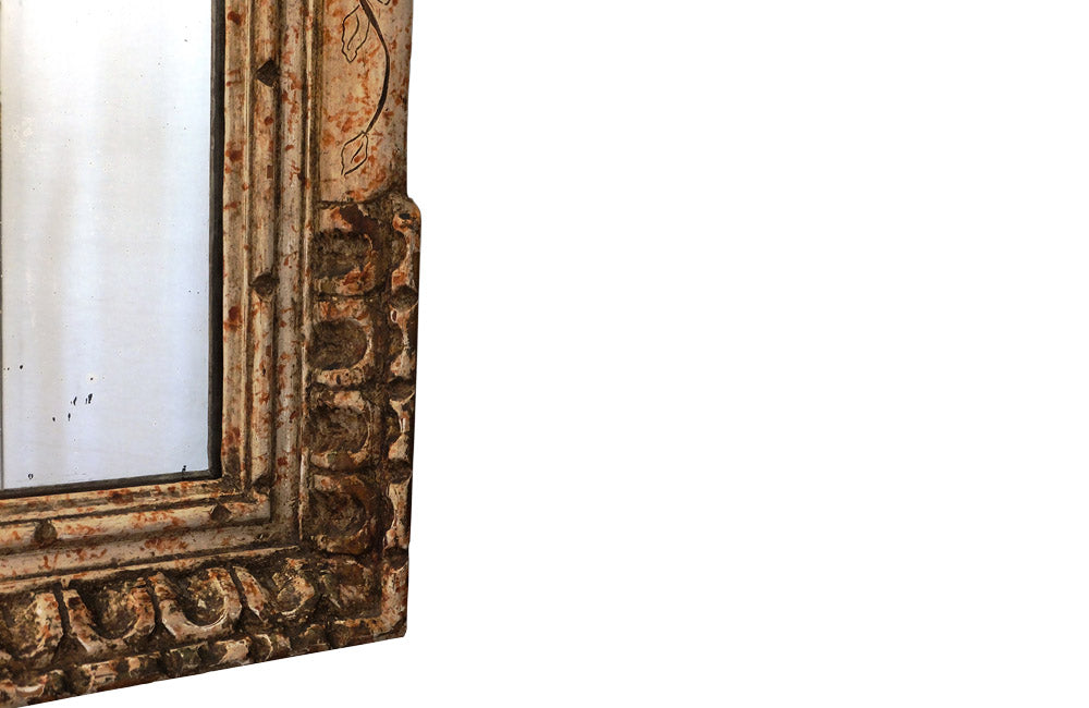 FRENCH CARVED POLYCHROMED MIRROR