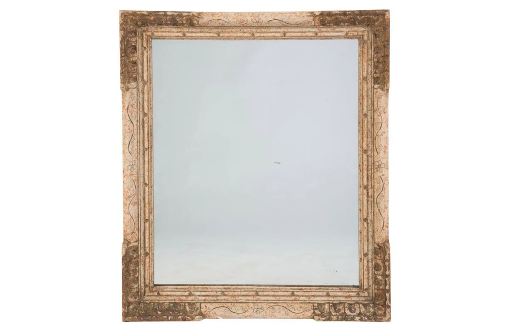 FRENCH CARVED POLYCHROMED MIRROR
