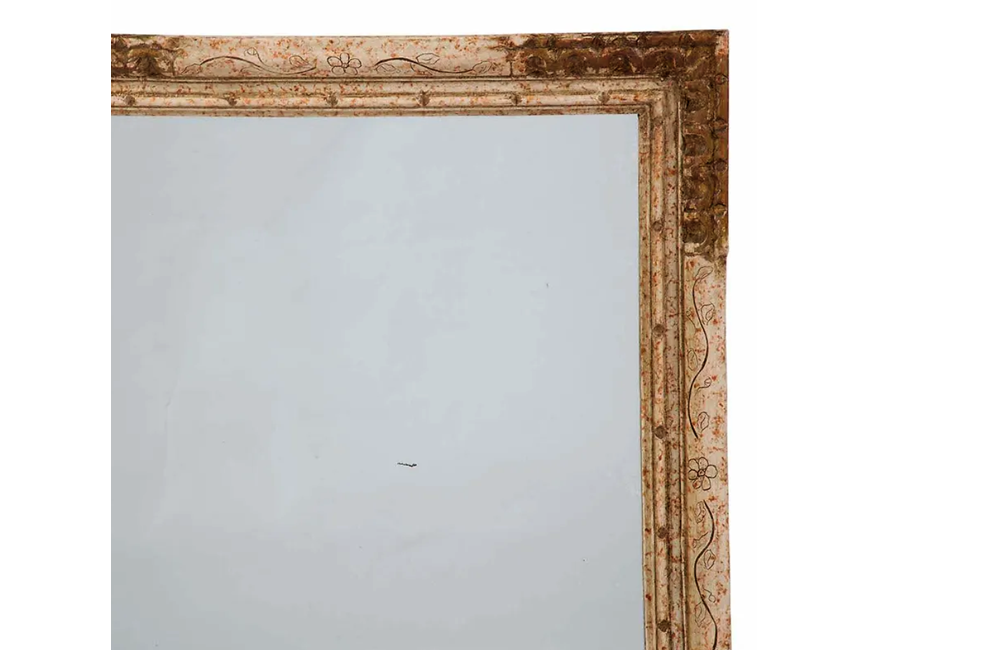 FRENCH CARVED POLYCHROMED MIRROR