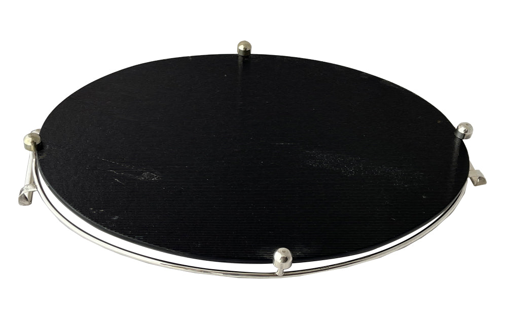 1930s silverplate & glass oval tray - vintage cocktail tray - AD & PS Antiques