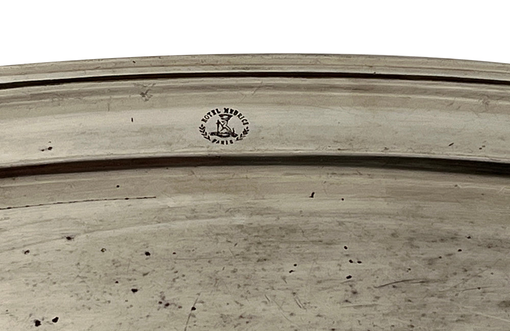 Large Hotel Meurice Paris Serving Tray - French Decorative Antiques - French Decorative Accessories - Fine Dining Accessories - Advertising Cpllectables - Silver Trays - Silverplate Tray - Hotel ware - Kitchenalia - Antique Shops Tetbury - AD & PS Antiques