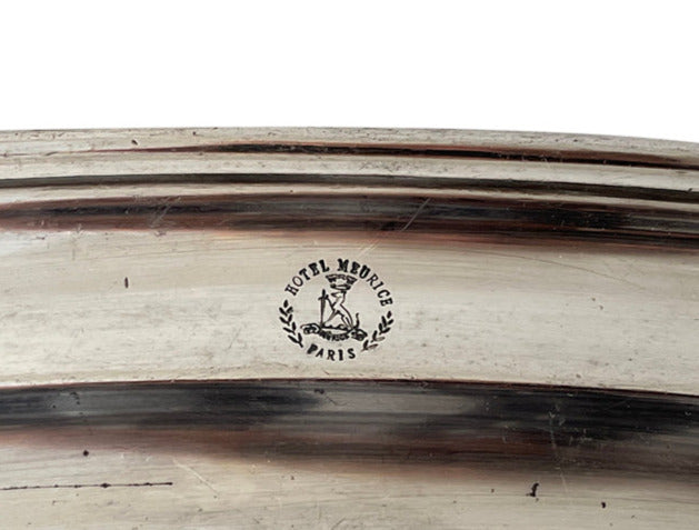 Large Hotel Meurice Paris Serving Tray - French Decorative Antiques - French Decorative Accessories - Fine Dining Accessories - Advertising Cpllectables - Silver Trays - Silverplate Tray - Hotel ware - Kitchenalia - Antique Shops Tetbury - AD & PS Antiques