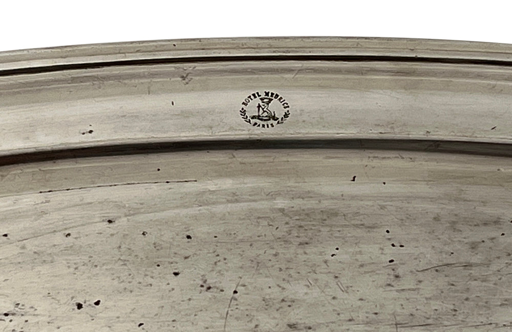 Large Hotel Meurice Paris Serving Tray - French Decorative Antiques - French Decorative Accessories - Fine Dining Accessories - Advertising Cpllectables - Silver Trays - Silverplate Tray - Hotel ware - Kitchenalia - Antique Shops Tetbury - AD & PS Antiques