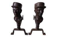 PAIR OF UNIQUE ANDIRONS