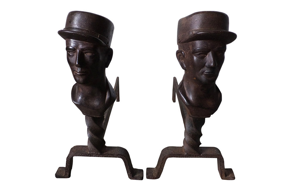 PAIR OF UNIQUE ANDIRONS