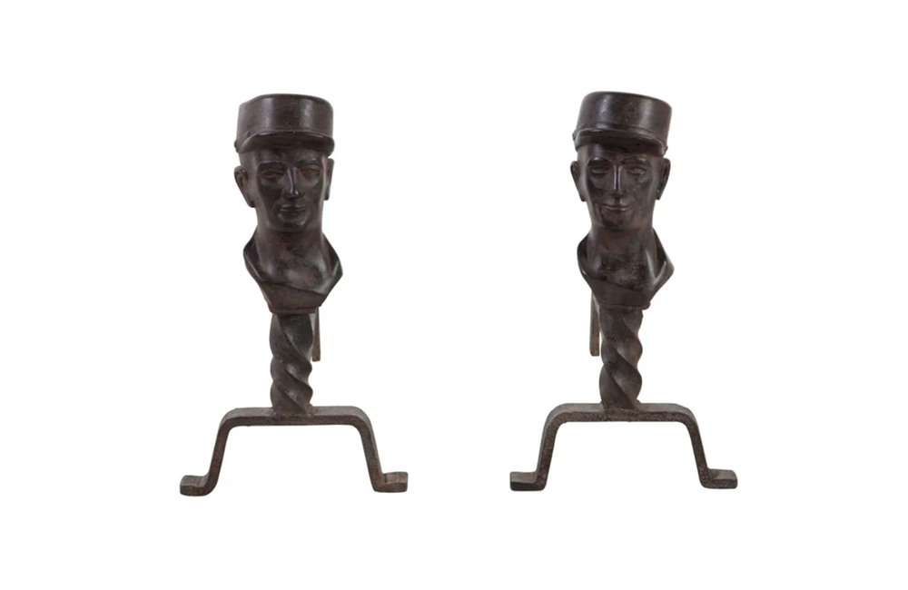 PAIR OF UNIQUE ANDIRONS