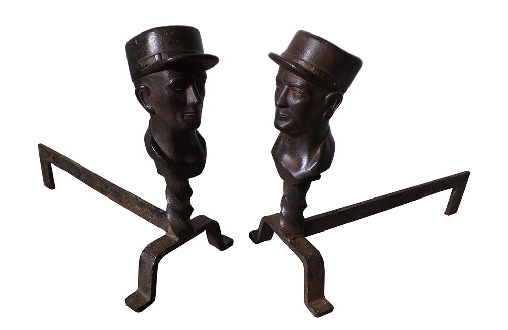PAIR OF UNIQUE ANDIRONS