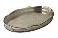 LARGE ENGLISH WORN SILVERPLATE OVAL TRAY