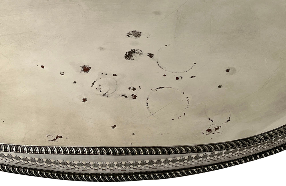 LARGE ENGLISH WORN SILVERPLATE OVAL TRAY