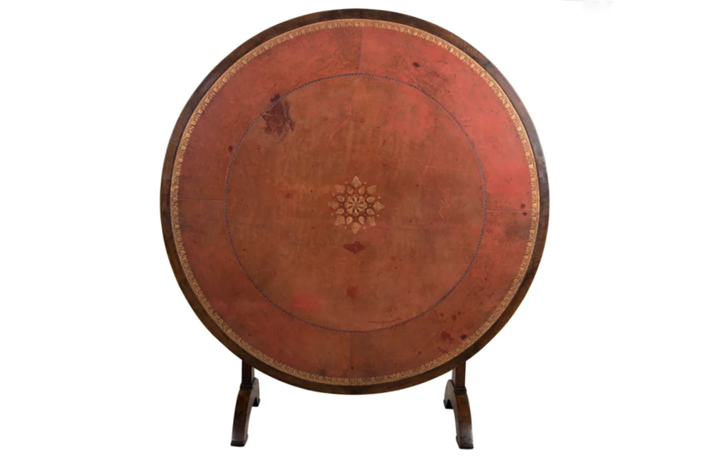 FRENCH LEATHER TOP VINEYARD TABLE