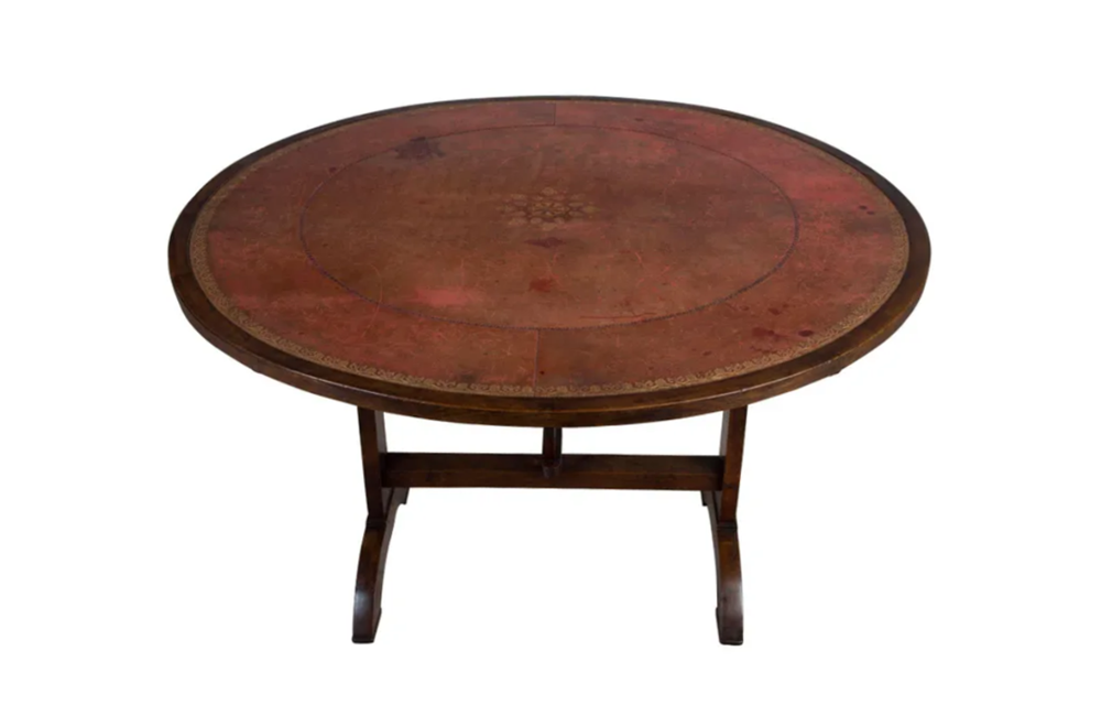 FRENCH LEATHER TOP VINEYARD TABLE