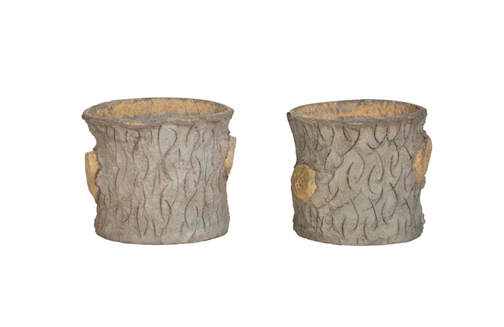 VINTAGE TROMPE L'OEIL LOG PLANTERS