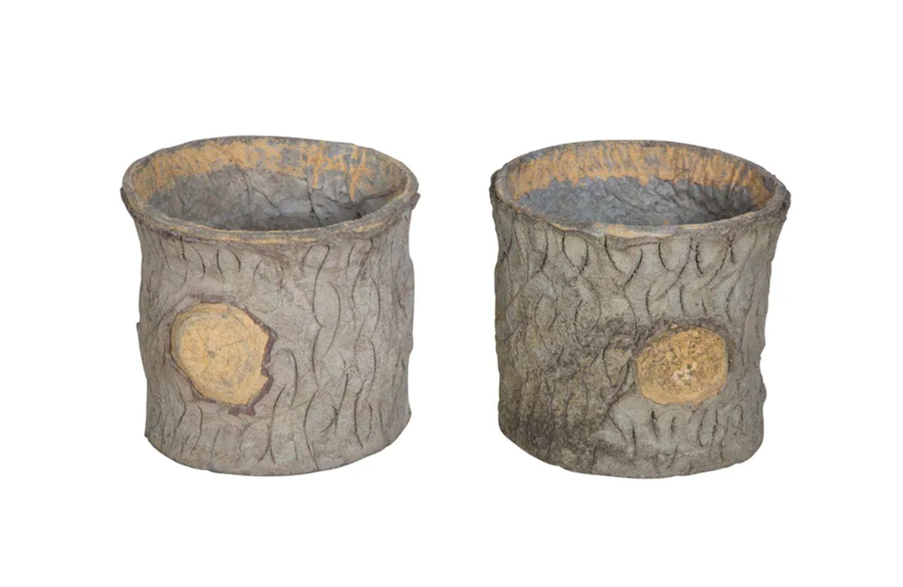 VINTAGE TROMPE L'OEIL LOG PLANTERS