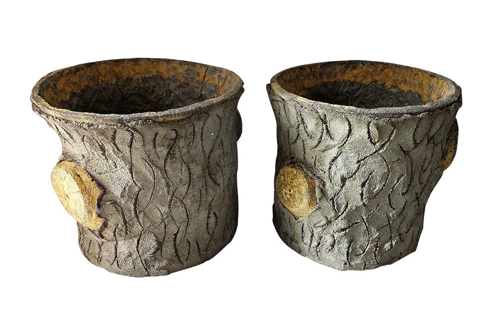 VINTAGE TROMPE L'OEIL LOG PLANTERS