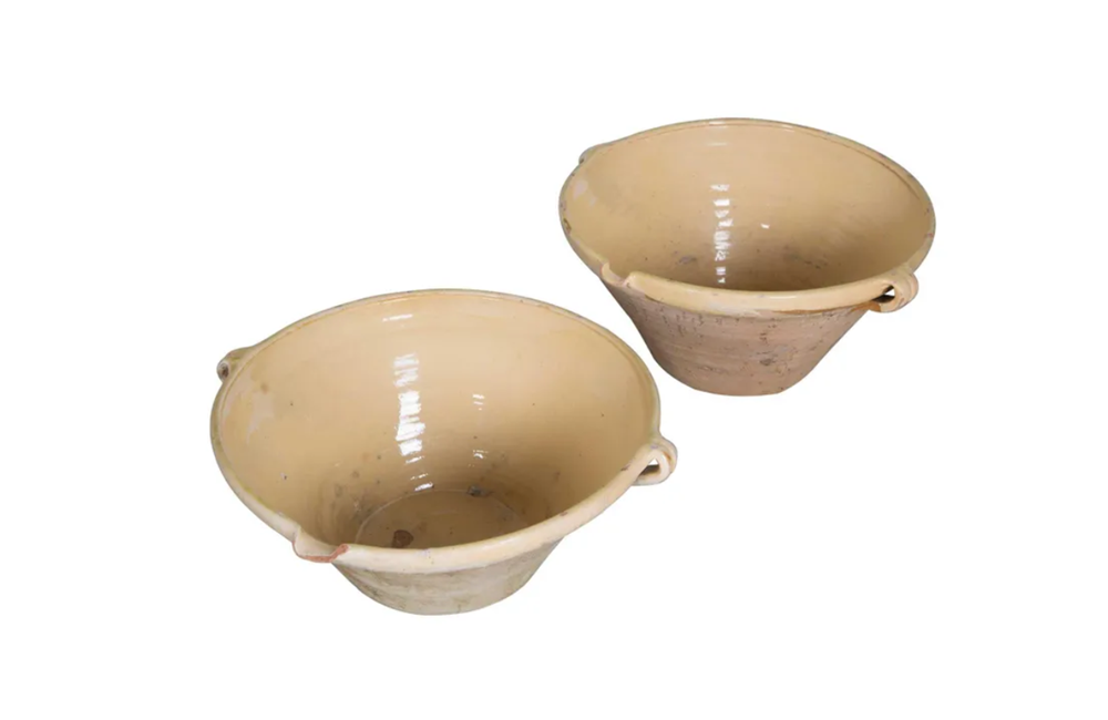 Large French Tian Pottery Bowls -French antiques -Antique French Pottery- Antique Pottery- Terrine Dish- AD & PS ANTIQUES -