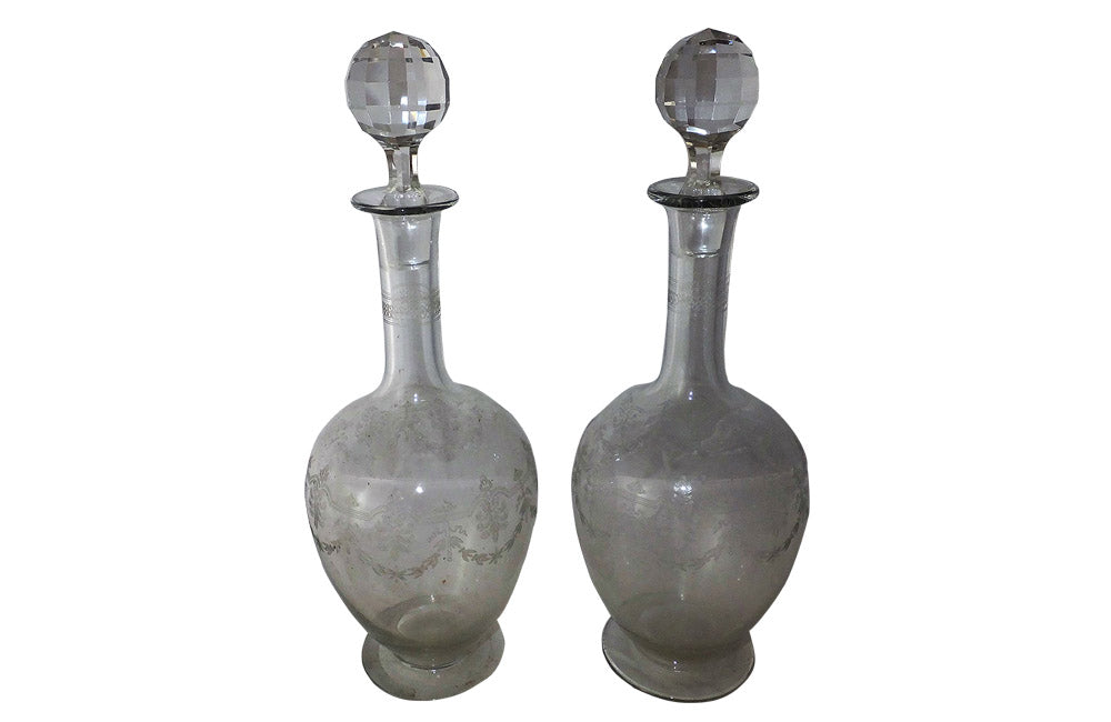 PAIR OF 19TH CENTURY CARAFES