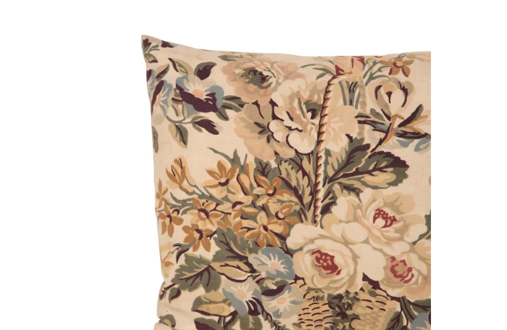 TWO PAIRS OF FLOWER BASKET CUSHIONS