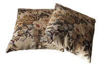TWO PAIRS OF FLOWER BASKET CUSHIONS