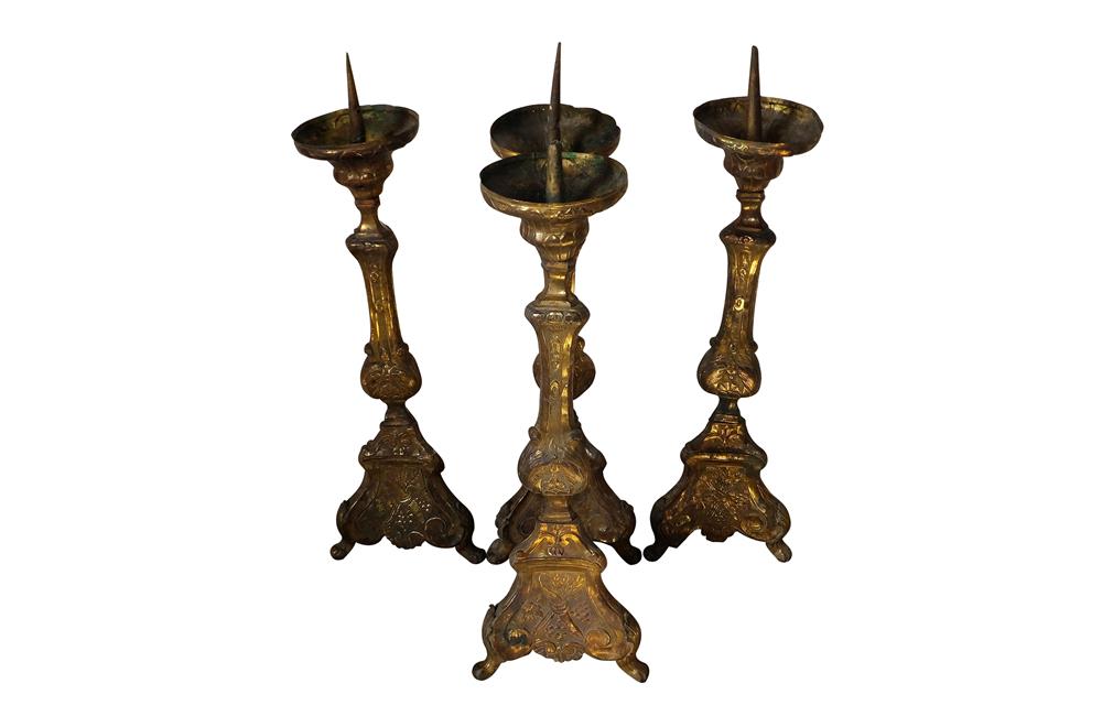 SET OF FOUR 18TH CENTURY PRICKET STICKS