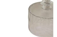 Early 20th Century glass cheese bell.  This clear glass bell is spacious enough to protect any cheese, a small cake or other treat.   Featuring a very decorative cut glass handle on the top and attractive grooved decoration all around.   A must-have piece for stylish entertaining.