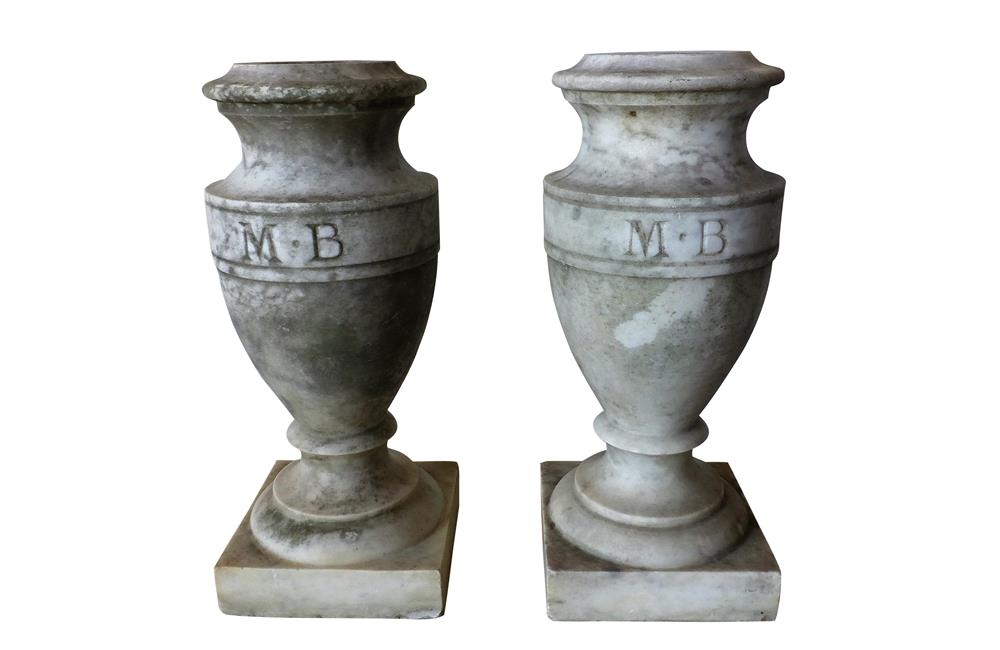 MONOGRAMMED MARBLE URNS