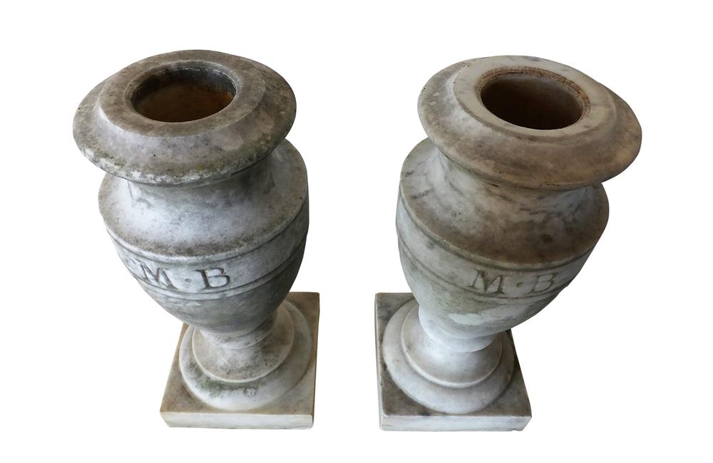 MONOGRAMMED MARBLE URNS