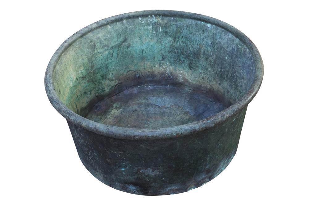 LARGE VERDIGRIS COPPER VAT