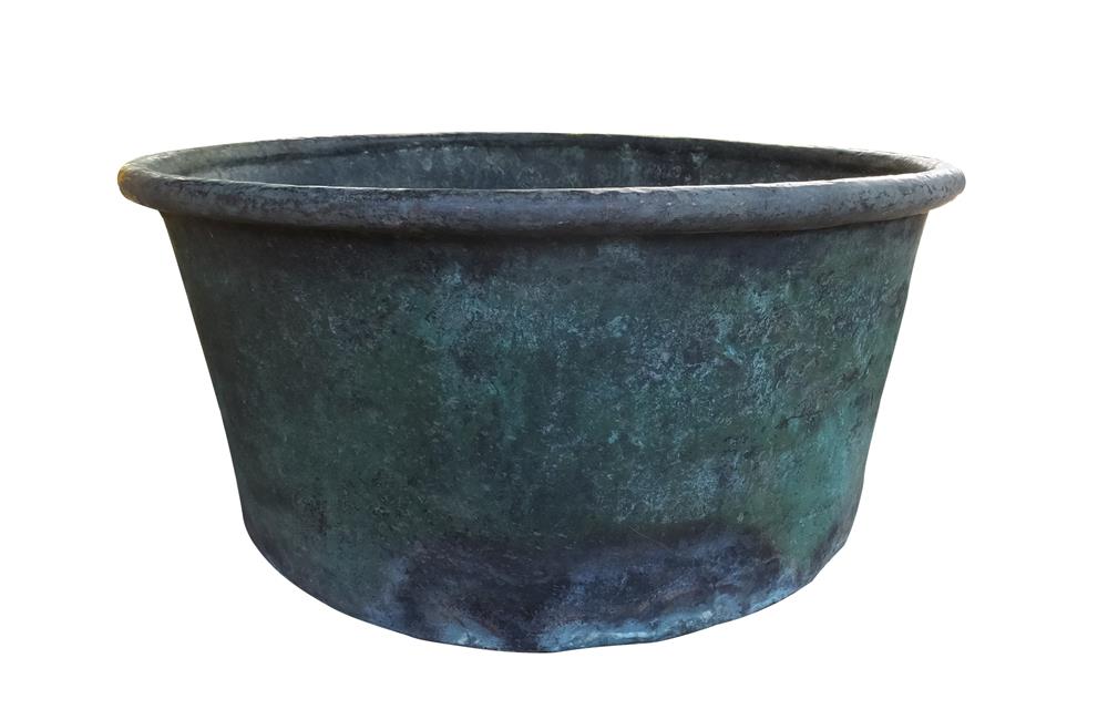 LARGE VERDIGRIS COPPER VAT
