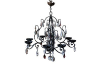 FRENCH IRON & CRYSTAL CHANDELIER