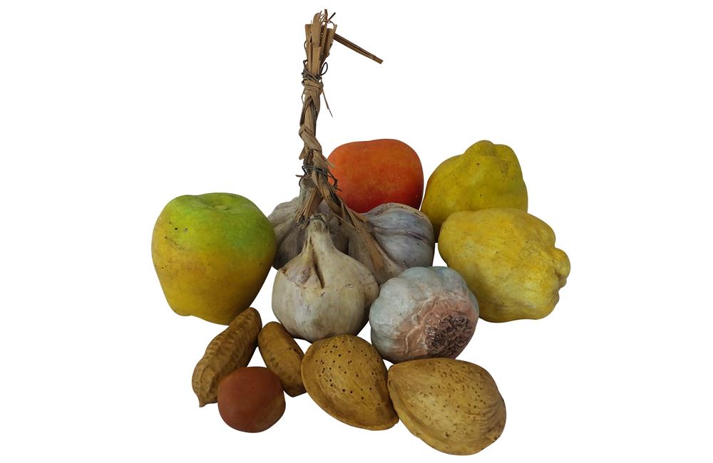 BIG, DECORATIVE TERRACOTTA TROMPE L'OEIL FRUIT & NUTS