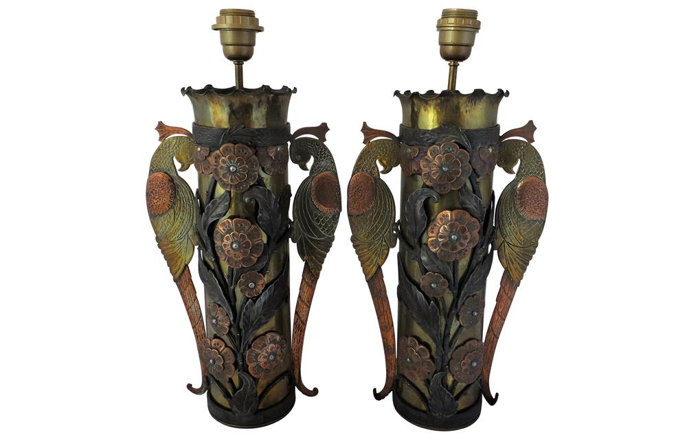 PAIR OF 'TRENCH ART' LAMPS