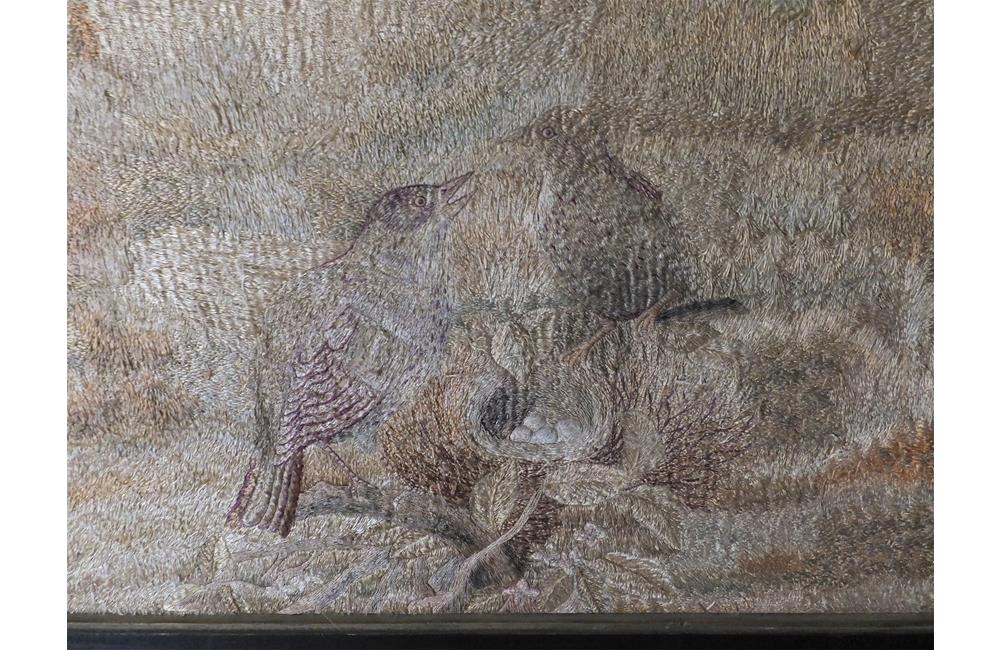 19TH CENTURY FRAMED SILKWORK
