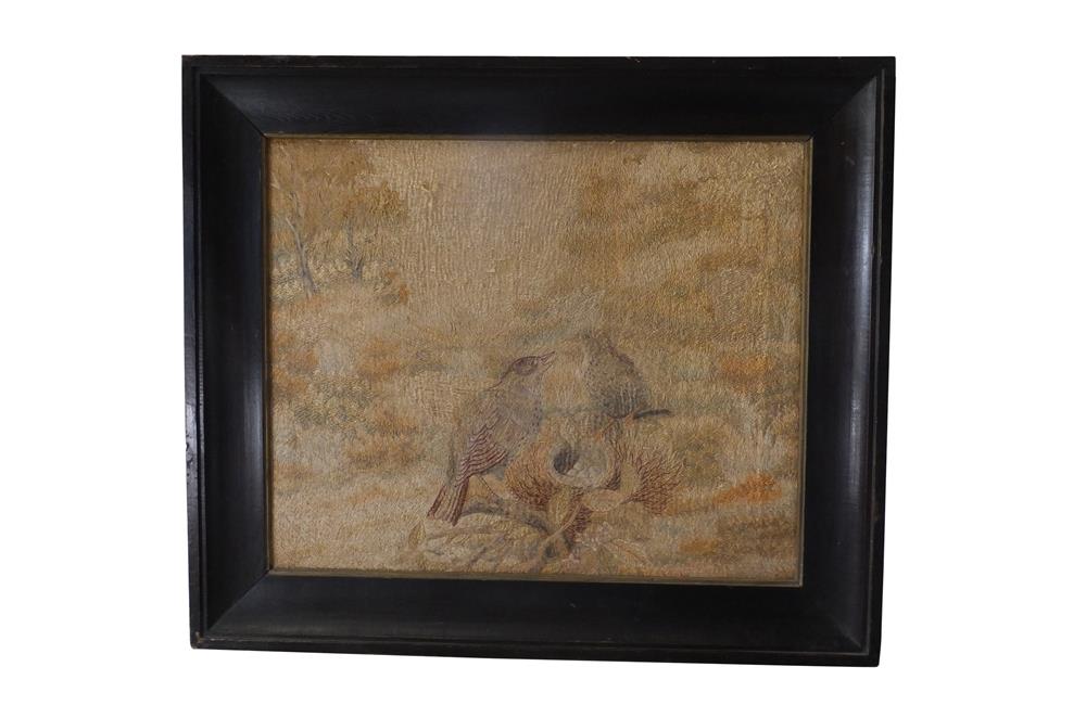 19TH CENTURY FRAMED SILKWORK