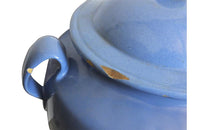 PAIR OF BLUE CONFIT POTS WITH LIDS