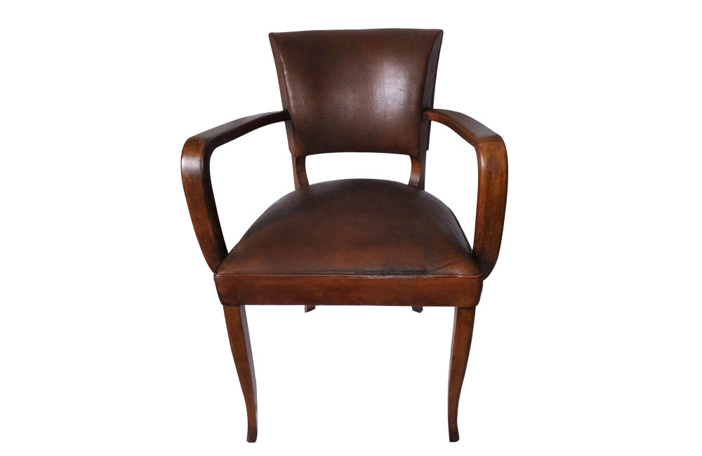 PAIR OF VINTAGE LEATHER BRIDGE CHAIRS