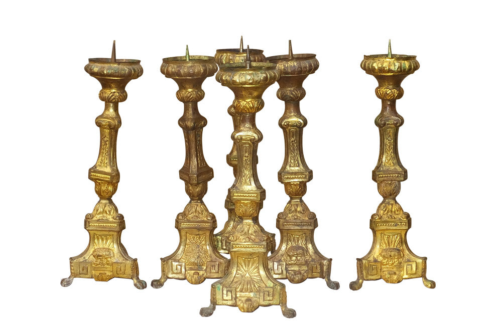 SET OF SIX EARLY 19TH CENTURY PRICKET STICKS