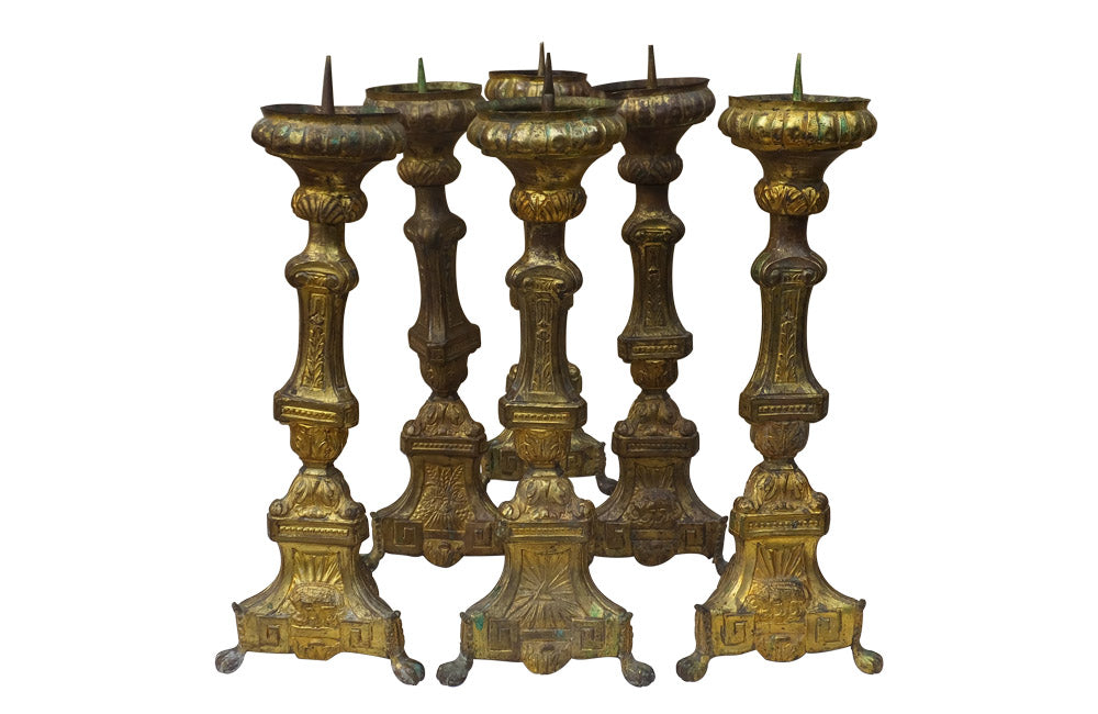 SET OF SIX EARLY 19TH CENTURY PRICKET STICKS