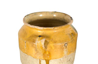 SET OF THREE YELLOW GLAZED CONFIT POTS
