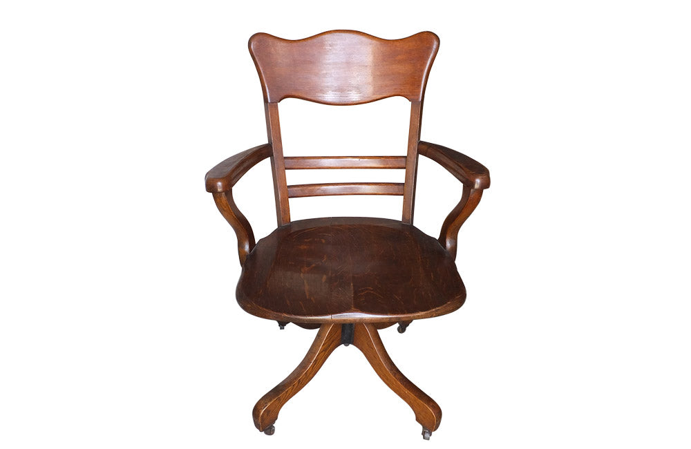 OAK ADJUSTABLE SWIVEL DESK CHAIR