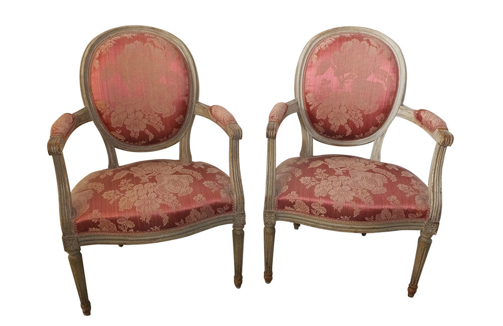 PAIR OF LOUIS XVI REVIVAL ARMCHAIRS