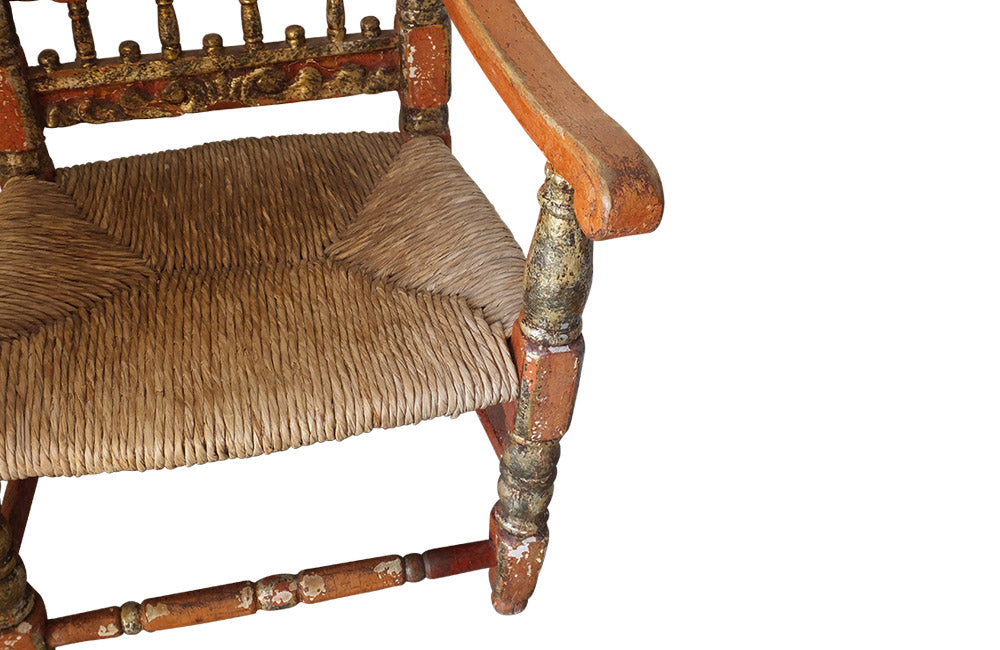 PAIR OF POLYCHROME SPANISH ARMCHAIRS