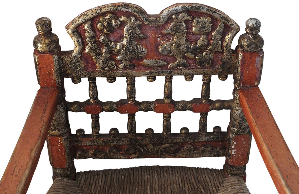 PAIR OF POLYCHROME SPANISH ARMCHAIRS