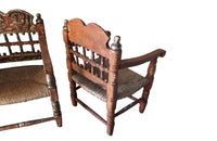 PAIR OF POLYCHROME SPANISH ARMCHAIRS