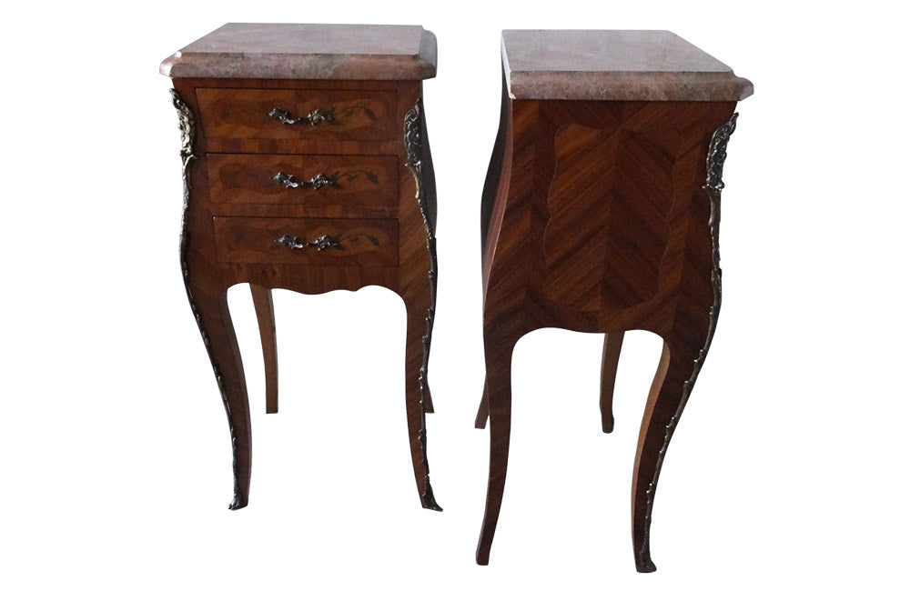 PAIR OF FRENCH MARQUETRY NIGHTSTANDS