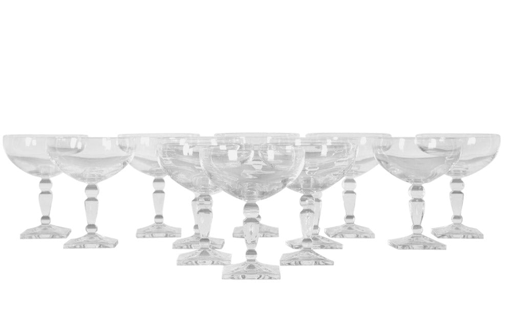 SET OF 12 BOHEMIA CRYSTAL CHAMPAGNE COUPES