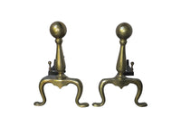 PAIR OF BRASS ANDIRONS