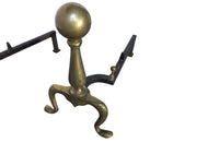 PAIR OF BRASS ANDIRONS